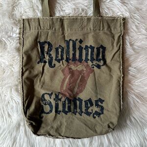2007 Y2K Rolling Stones Band Merch Military Green Tote Bag with Tongue Logo 👅🎶